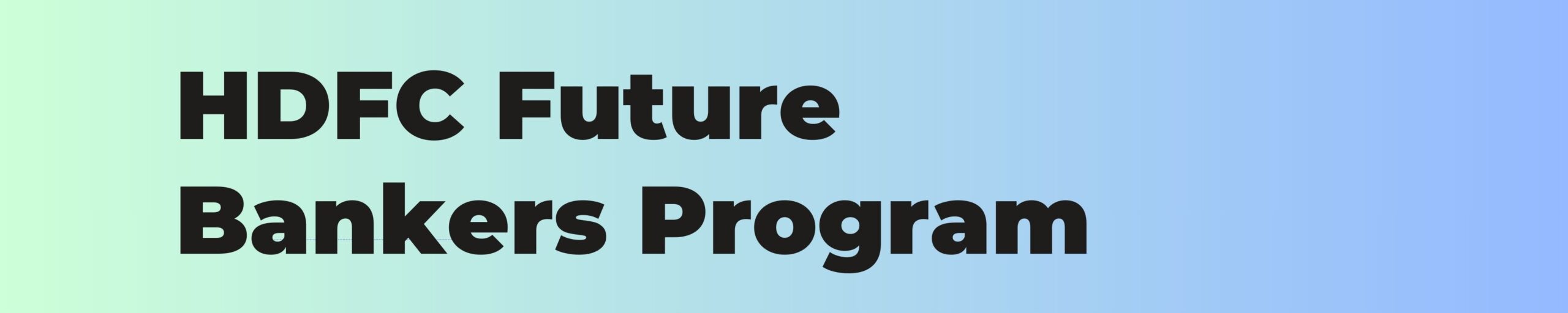 HDFC Future Bankers Program
